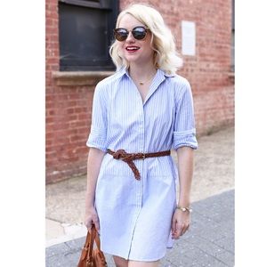 Madewell Blue Striped Shirt Dress